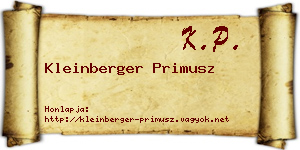 Kleinberger Primusz névjegykártya